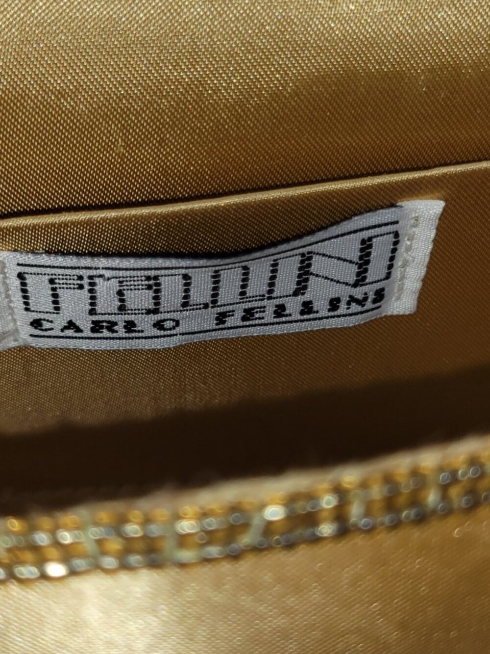Carlo Fellini Gold-Tone Clutch with Strap and Textile & Bead-Embroidered Clutch - Picture 9 of 16